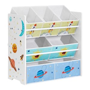 Estantería infantil con 7 cajas de tela, librería y organizador
