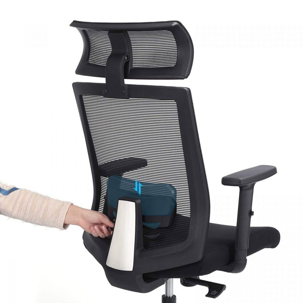 Silla oficina ergonómica malla, soporte lumbar ajustable, gris oscuro - Imagen 5