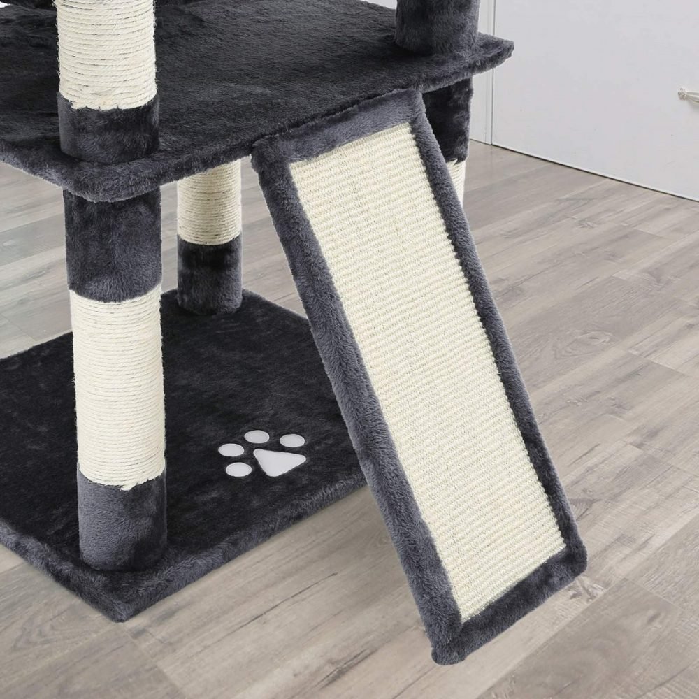 Torre gatos 172 cm, 3 plataformas, cuevas, sisal, gris oscuro - Imagen 6