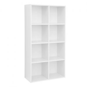 Estantería libros 8 cubos, roble o blanco, oficina, salón, blanco