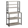 Estantería cocina industrial, estantes, 6 ganchos, greige y negro