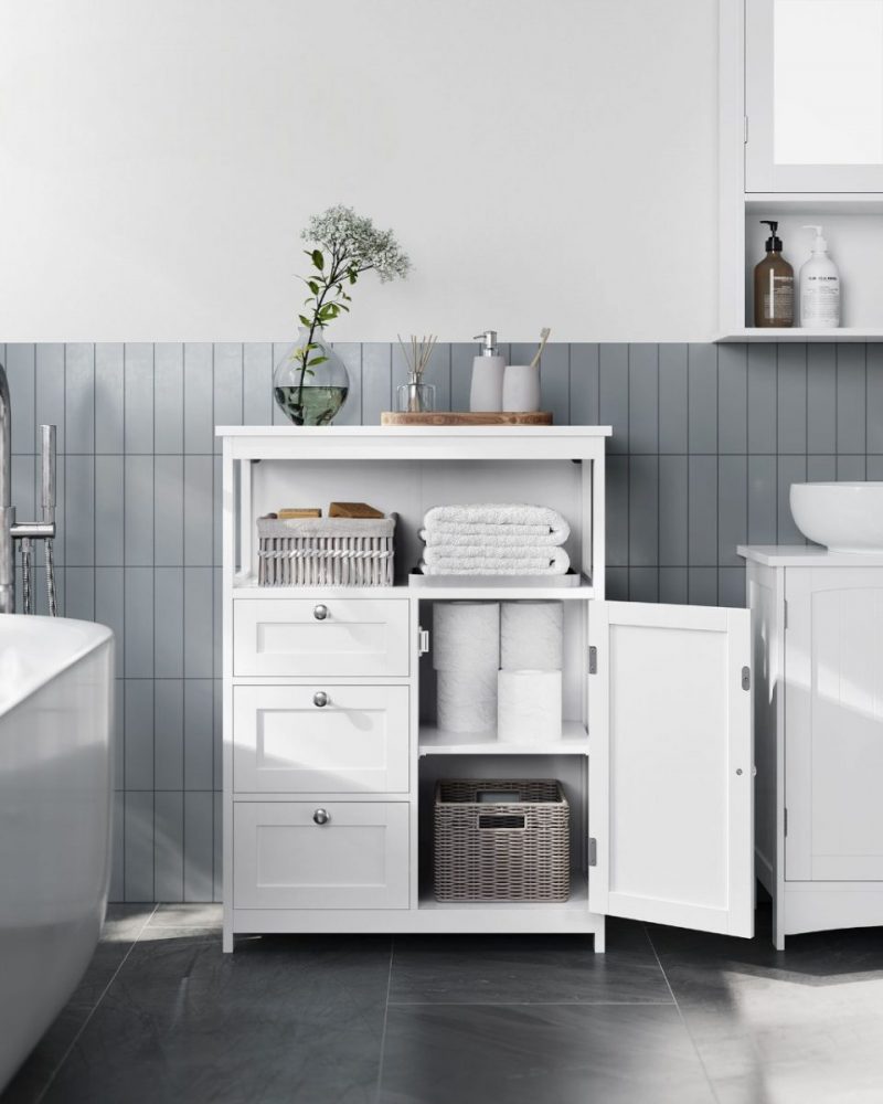 Armario de baño blanco, gran espacio de almacenamiento - Imagen 3