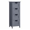 Estantería de baño de pie con 4 cajones, estilo moderno, gris