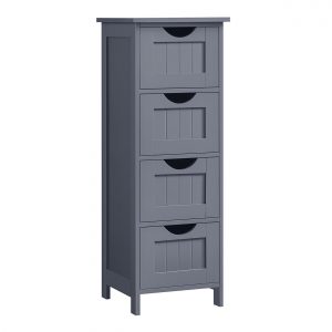 Estantería de baño de pie con 4 cajones, estilo moderno, gris