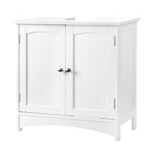 Armario bajo lavabo con 2 puertas, balda ajustable, blanco