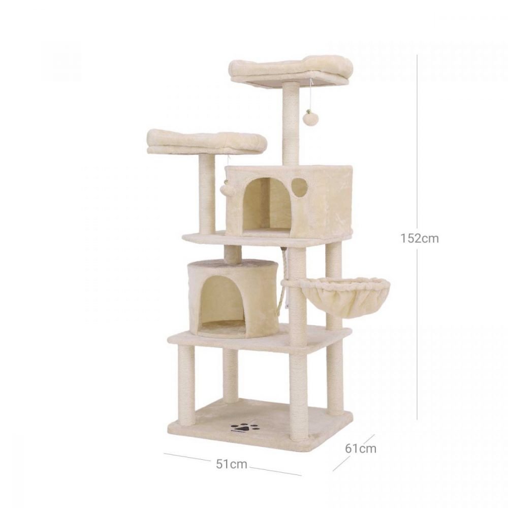Árbol gatos postes sisal, rascador, varias plataformas, beige - Imagen 4