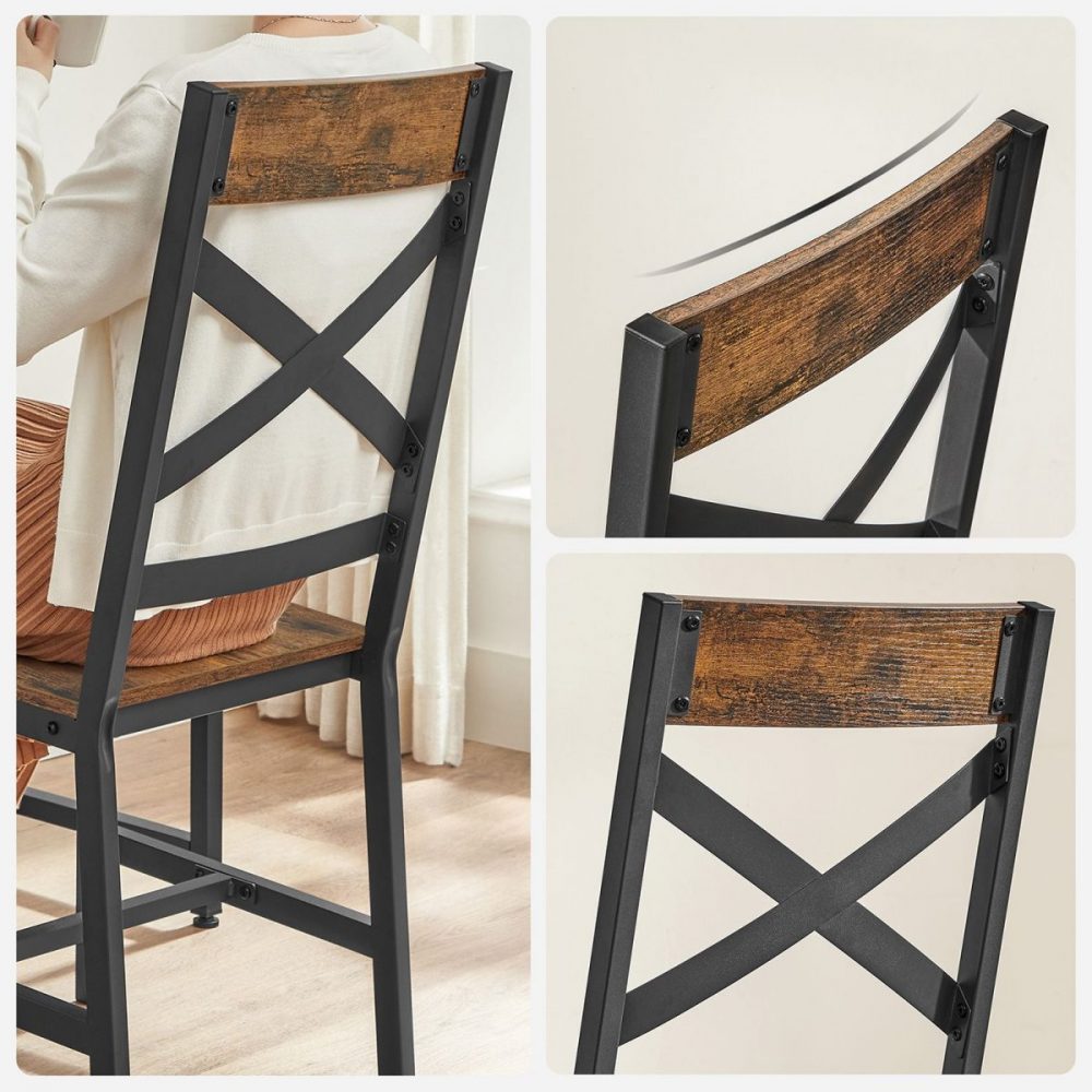 Set de 2 sillas de comedor ergonómicas, estilo industrial - Imagen 5