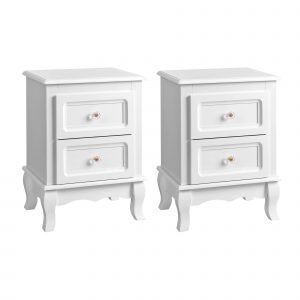 Set de 2 mesillas de noche con 2 cajones, color blanco