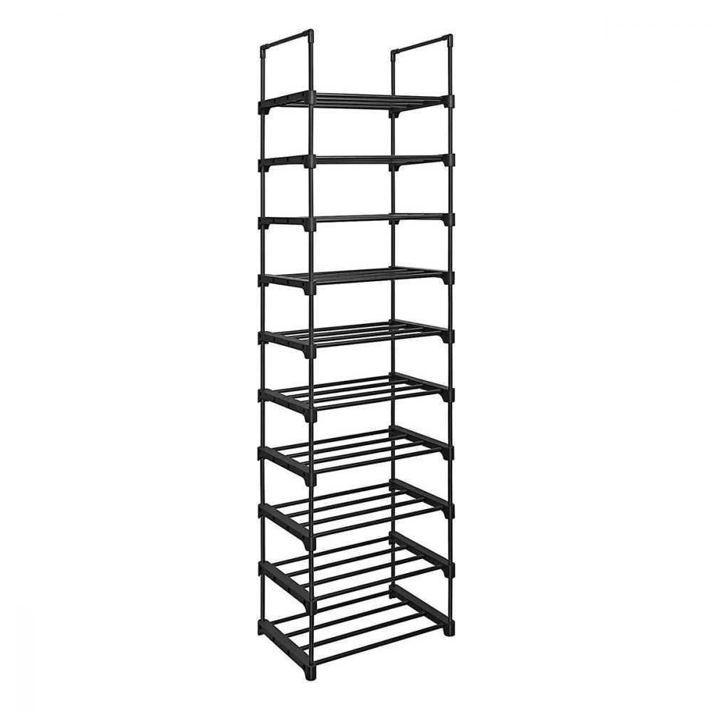 Estante zapatero 10 niveles, ahorro de espacio, 45x174 cm, negro