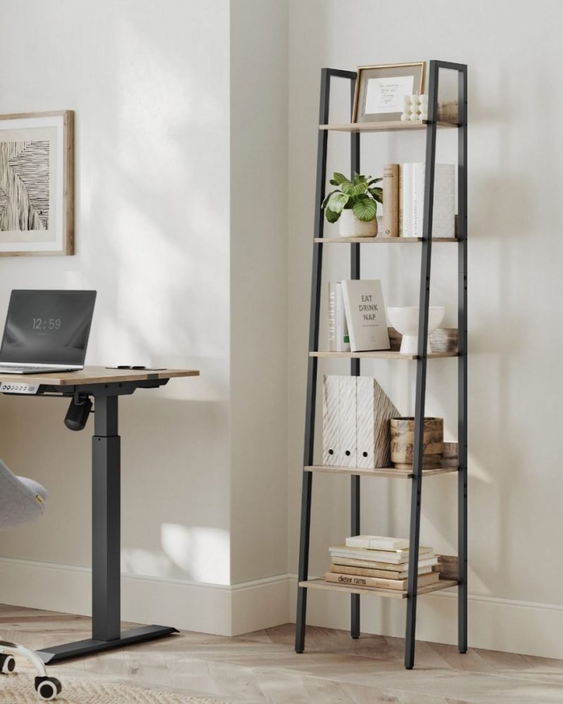 Estantería escalera estrecha de 5 niveles, estilo industrial - Imagen 2