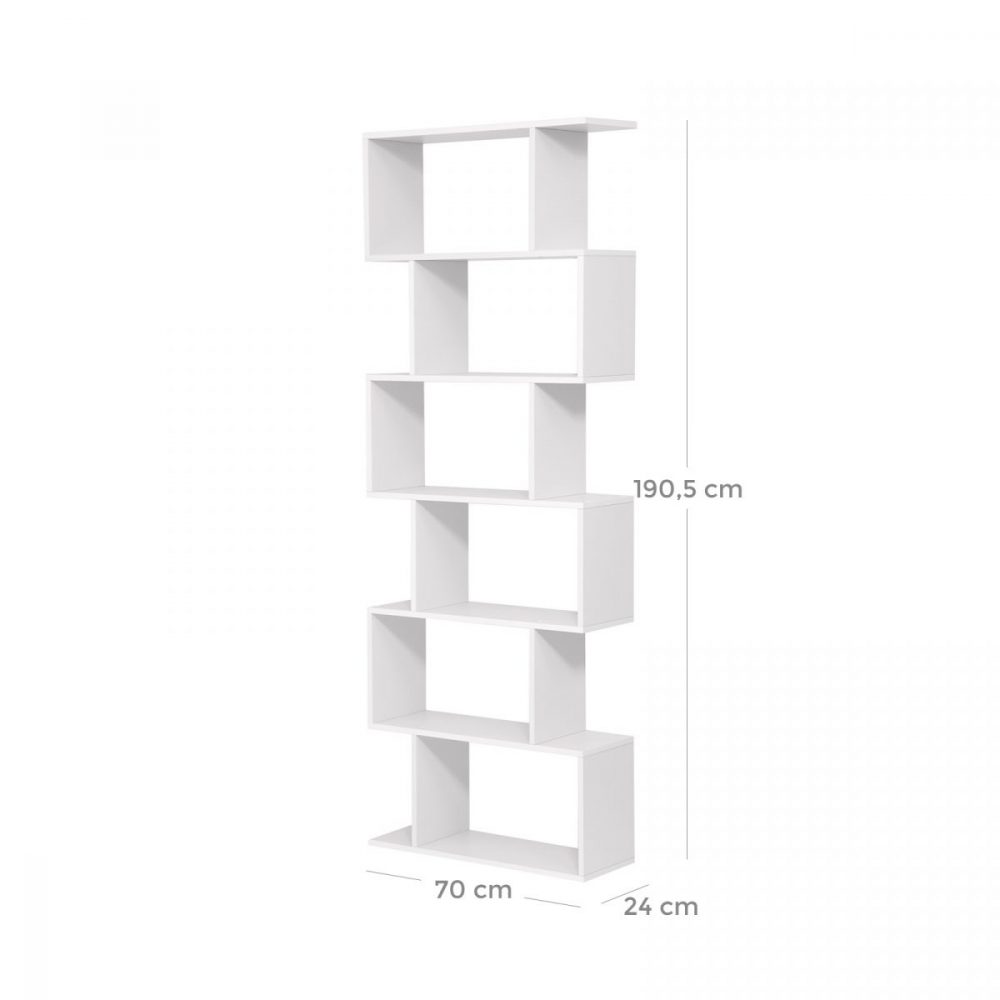 Estantería de madera de 6 niveles, blanco - Imagen 6
