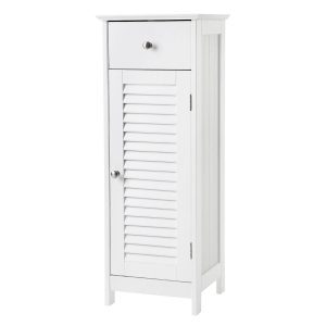 Armario de baño de pie, rinconera con cajón y puerta de persiana