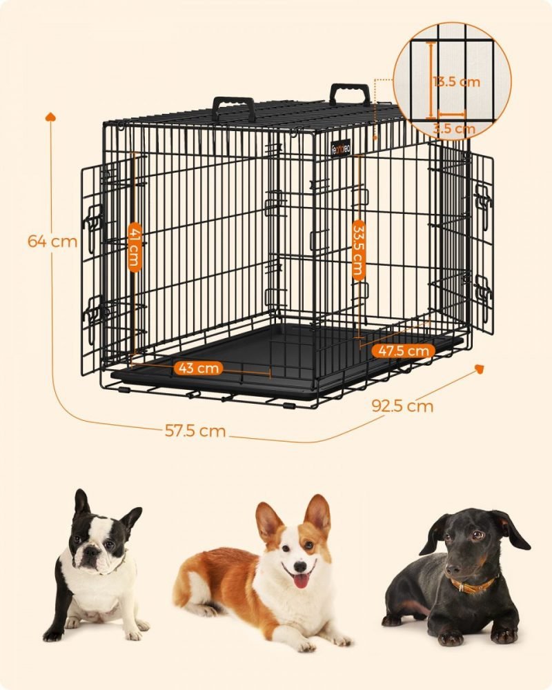 Jaula metálica para perros, transportín plegable, 91x58x64 cm - Imagen 8