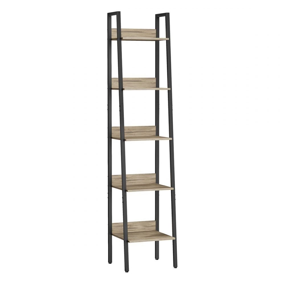 Estantería escalera estrecha de 5 niveles, estilo industrial