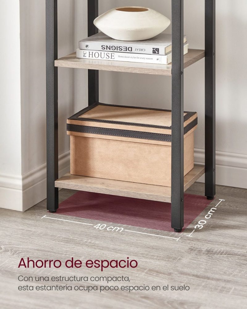 Estantería de 6 niveles multifuncional, librería espaciosa, greige - Imagen 4