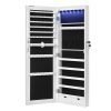 Espejo joyero colgante con luz led, montaje en pared o puerta