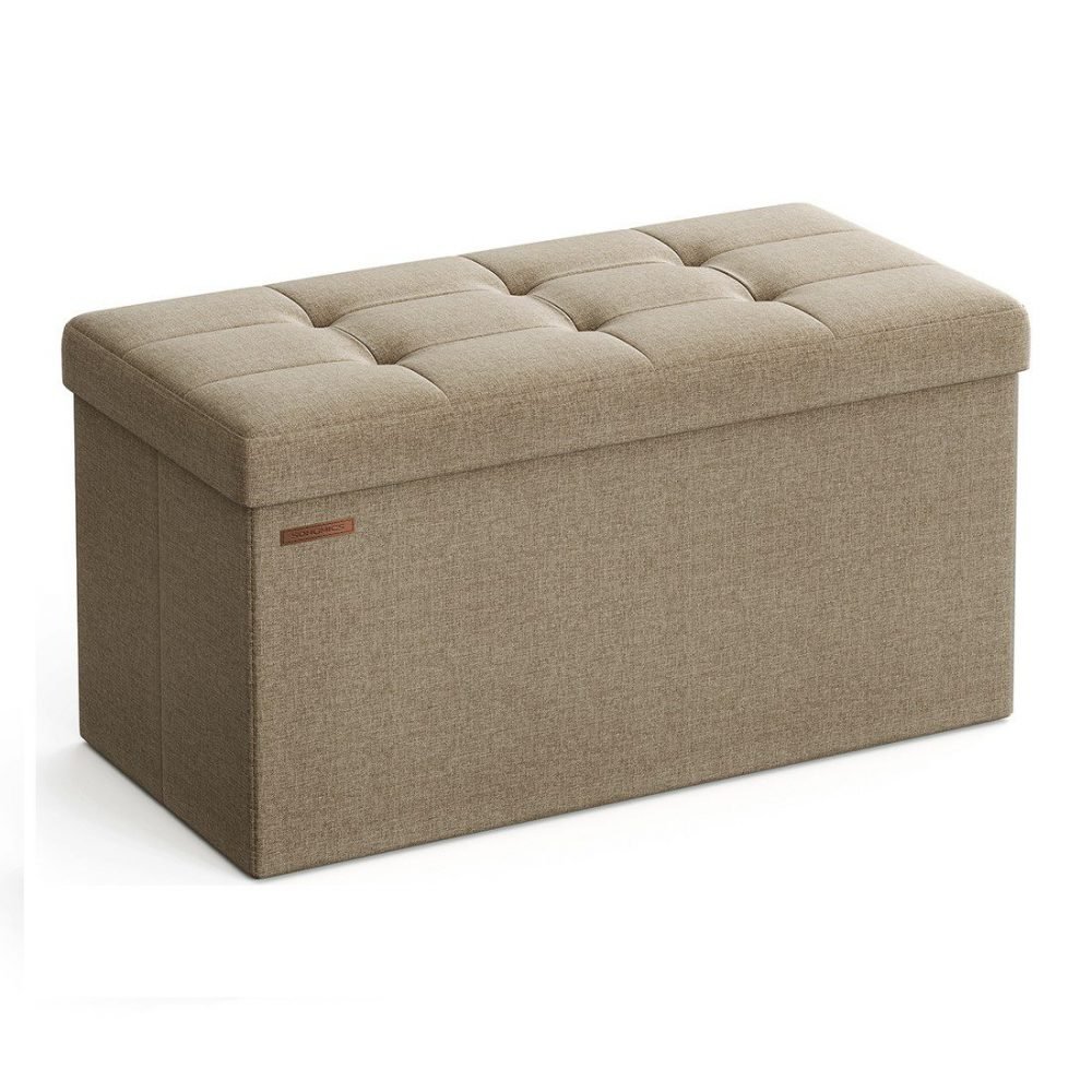 Baúl taburete plegable de almacenaje, 76x38x38 cm, topo