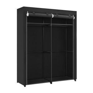 Armario portátil tela con perchero, 140x43x174 cm, negro