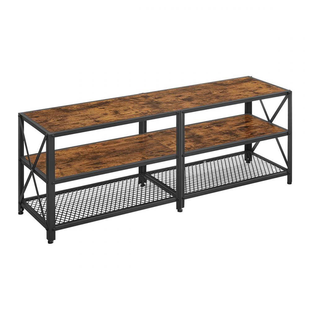 Mueble de tv moderno con estantes, 140 cm, acero