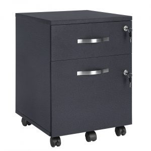 Archivador con cerradura y 2 cajones, negro