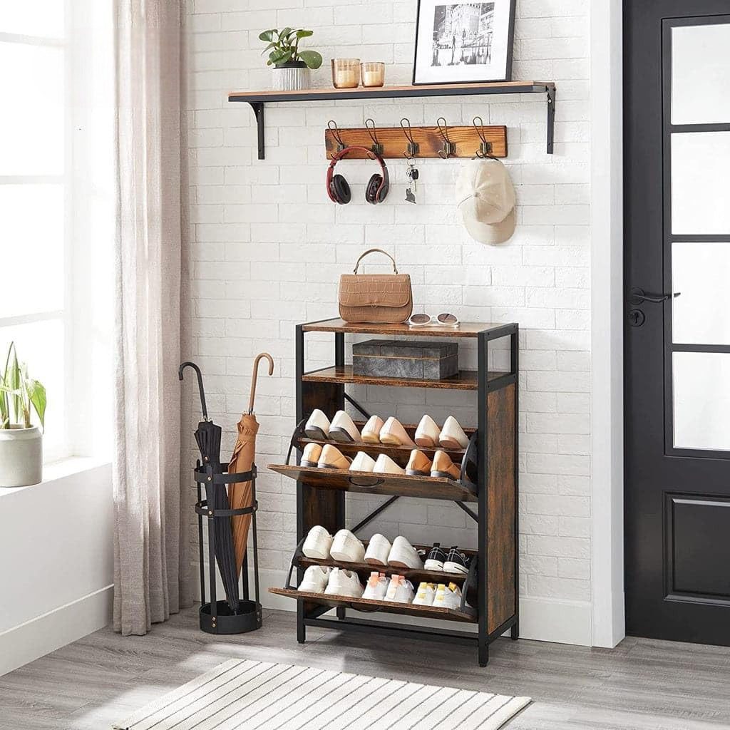 Zapatero de 2 compartimentos con estante abierto - 60x30x95 cm - Imagen 3