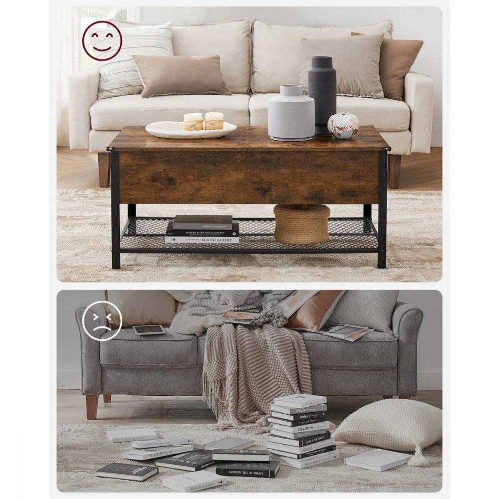 Mesa de centro con tapa abatible y compartimento oculto - Imagen 6