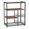 Estantería de cocina, cestas de malla, soporte microondas, marrón rústico