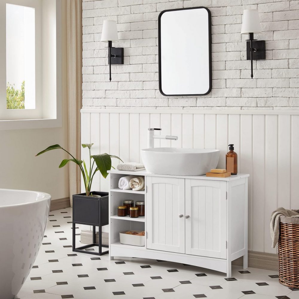 Mueble lavabo extra largo, 2 puertas, estantes, baño, blanco - Imagen 2