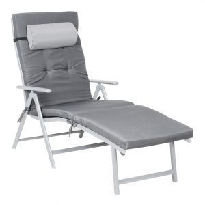 Tumbona plegable reclinable, jardín, playa, 150 kg, gris