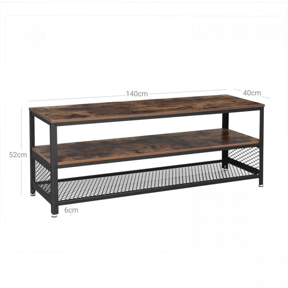Mueble para tv hasta 60 pulgadas, 2 estantes inferiores, marrón - Imagen 2