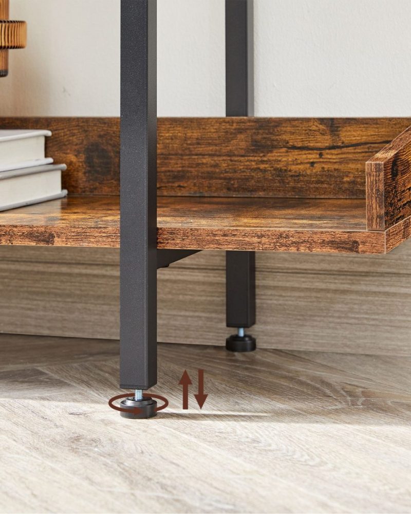 Estantería de 5 pisos marrón rústico con estructura de acero - Imagen 6