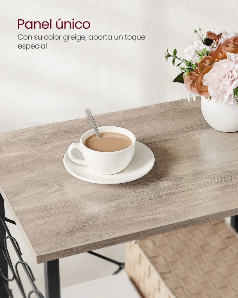 Carrito de servicio con ruedas, estantería de cocina de 3 niveles, gris - Imagen 7