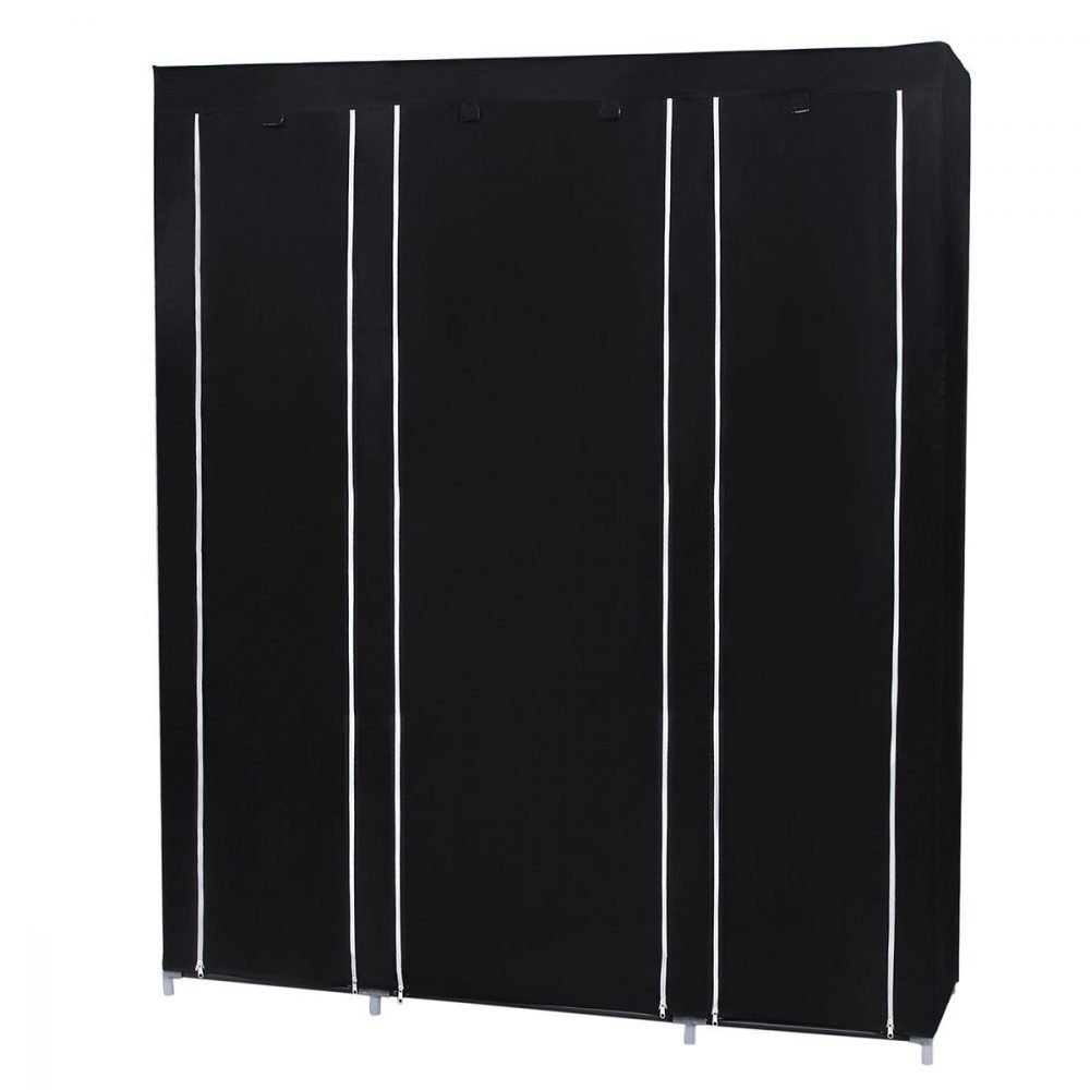 Armario plegable de tela 175x150x45 cm, organizador portátil, negro - Imagen 2