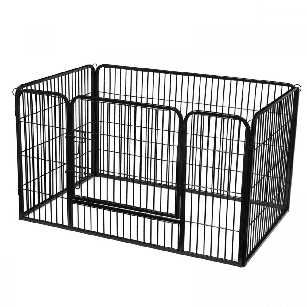 Jaula para perros de metal con una puerta, 122x80x70 cm, negro