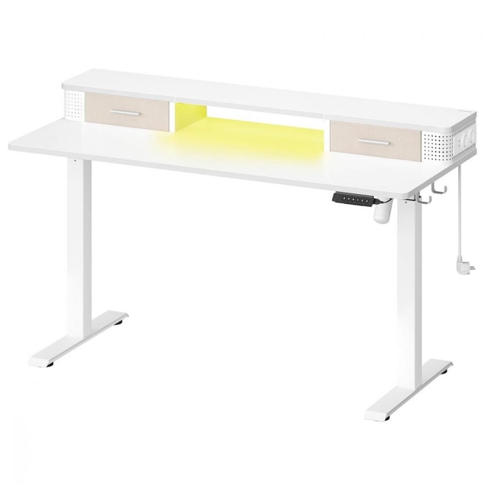 Escritorio eléctrico regulable 60x140 cm, memoria, blanco nube