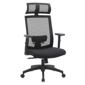 Silla oficina ergonómica malla, soporte lumbar ajustable, gris oscuro