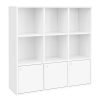 Estantería blanca de madera con 6 cubos y 3 cajones, biblioteca