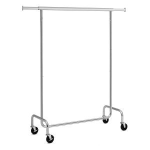 Perchero cromado con ruedas ajustables, soporta 130 kg