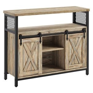 Armario cocina rústico, puertas correderas, diseño madera, marrón turquesa