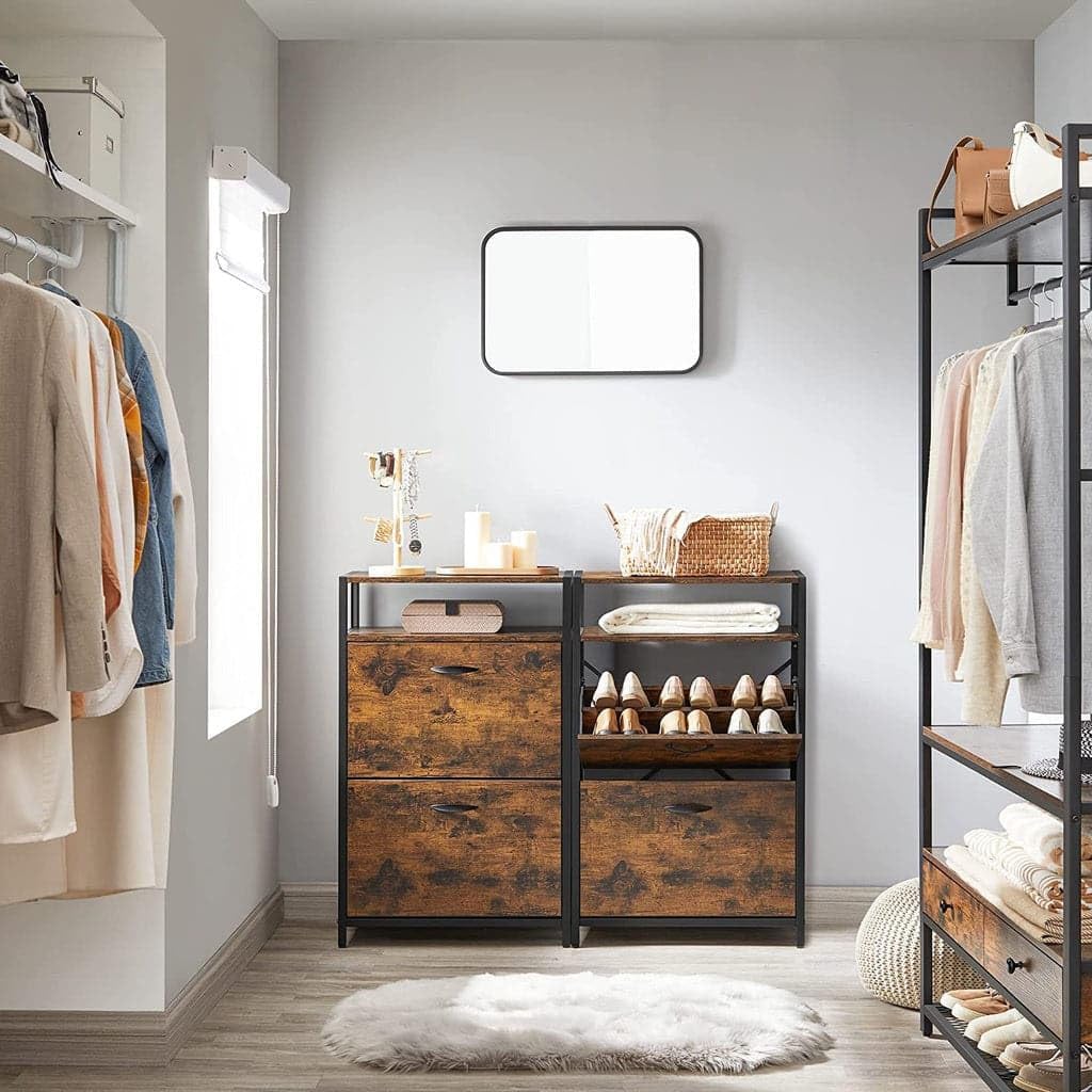 Zapatero de 2 compartimentos con estante abierto - 60x30x95 cm - Imagen 5