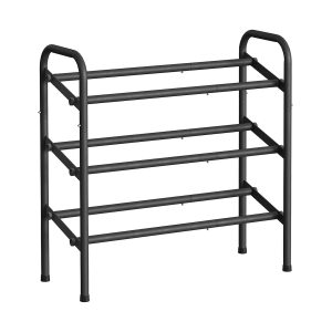 Zapatero extensible 3 niveles, metal ajustable, negro