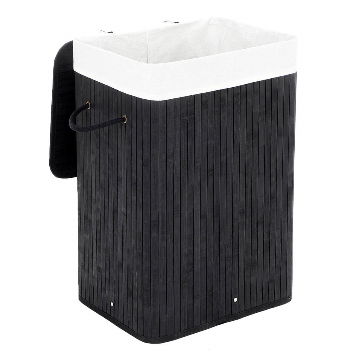 Cesto para ropa sucia de forma rectangular, capacidad de 72 l, negro