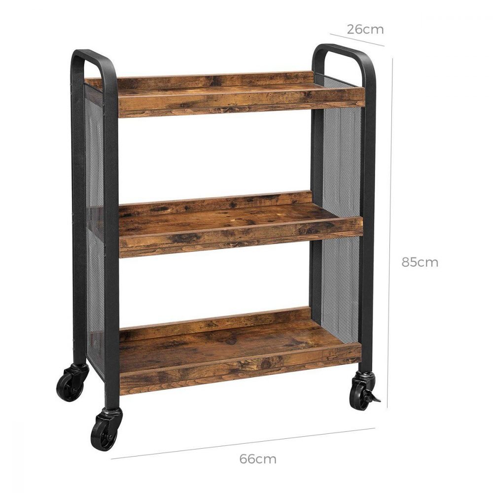 Carrito de cocina estrecho con ruedas, ahorro de espacio, marrón rústico - Imagen 2