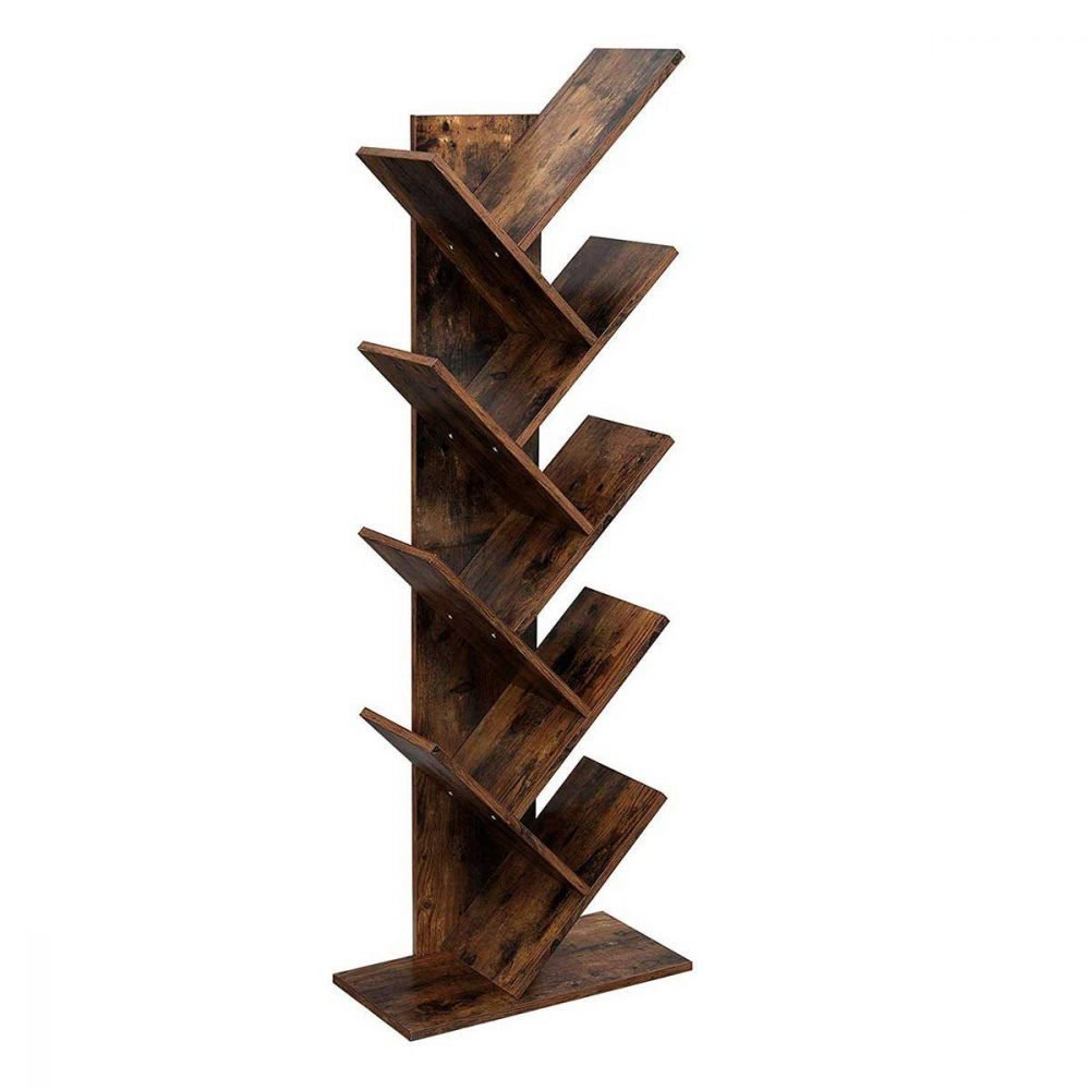 Estantería estilo árbol 8 niveles, madera, sala de estar, oficina, marrón rústico - Imagen 3