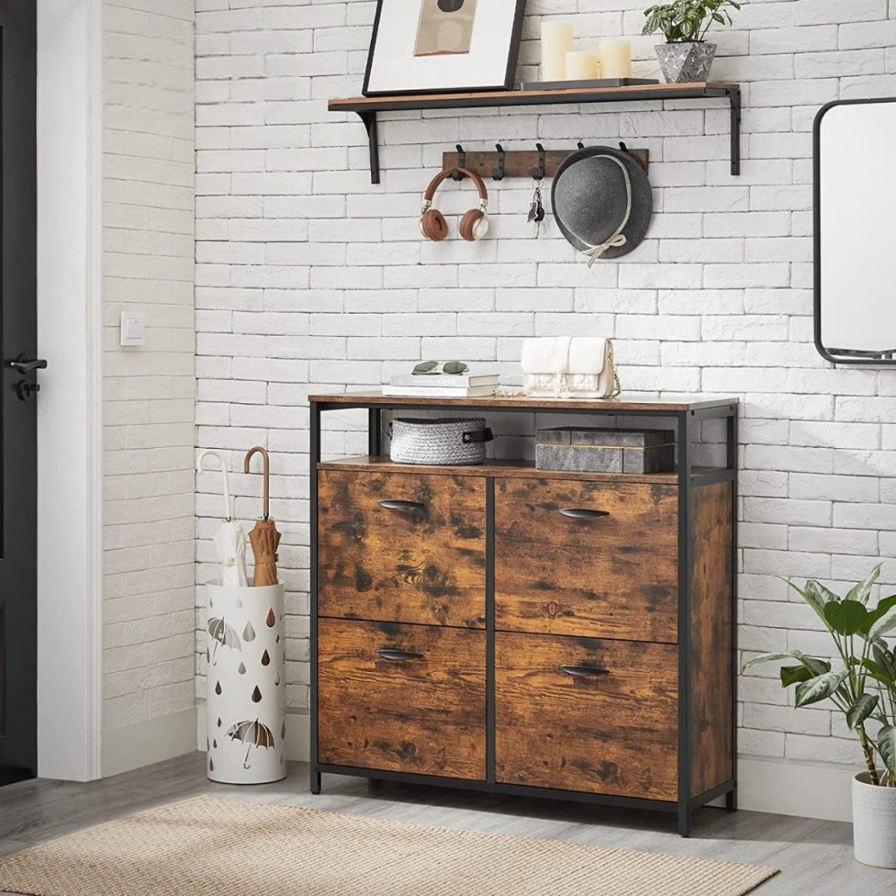 Zapatero espacioso con 4 compartimentos y estante abierto - Imagen 2