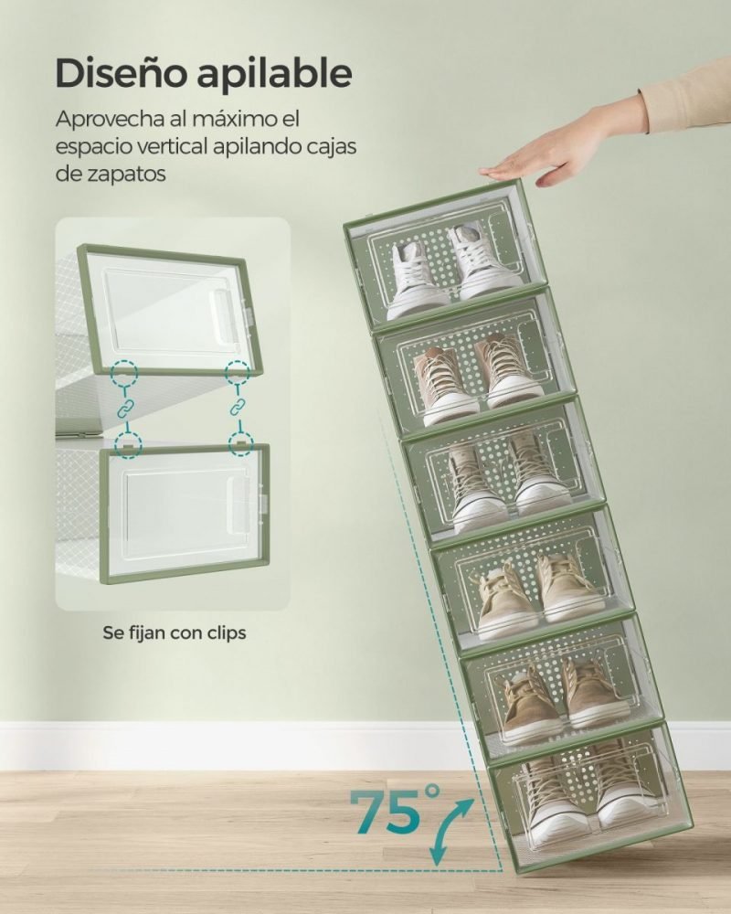 Pack de 18 cajas de zapatos plegables y apilables, verde - Imagen 5