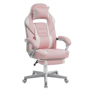Silla oficina ergonómica, reposapiés extensible, rosa jalea