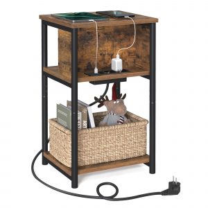 Mesa auxiliar con 2 enchufes y 2 puertos usb - 30x34x58 cm