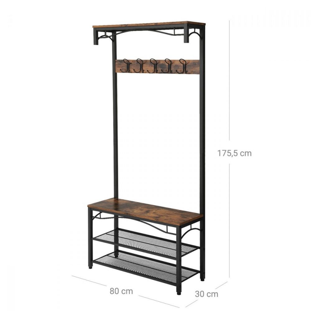 Perchero con banco y zapatero integrado, 80x32x178.5 cm - Imagen 7