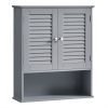 Armario colgante baño, puertas persiana, estante ajustable, gris ahumado